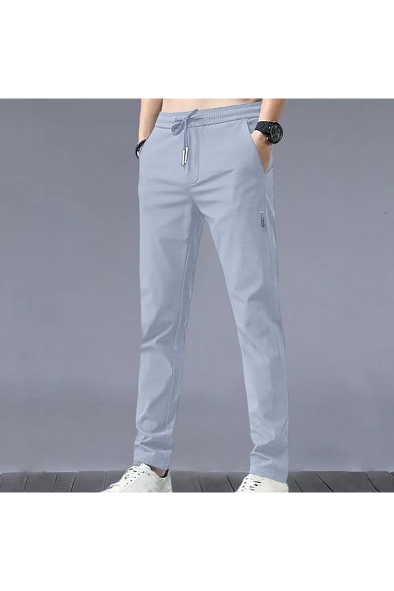 Men's Lightweight Casual Pants Quick Dry Athletic Running Pants with Pockets Tapered Sweatpants Lightweight Workout Pants Gray L