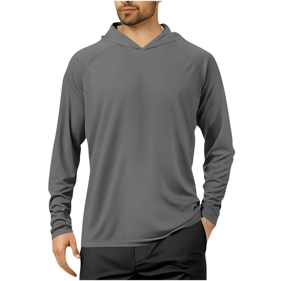 Fanxing Men's Long Sleeve Shirts Lightweight UPF 50+ Sun Protection SPF Outdoor T-Shirts Fishing Hiking Running Tee Tops Dark Gray,L