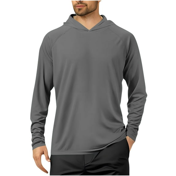 Fanxing Men's Long Sleeve Shirts Lightweight UPF 50+ Sun Protection SPF Outdoor T-Shirts Fishing Hiking Running Tee Tops Dark Gray,S