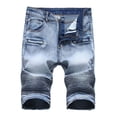 thumbnail image 1 of Fanxing Men's Shorts Jean Plus Big & Tall Ripped Distressed Destroyed Jean Slim Fit Straight Leg Denim Jeans Gray,L, 1 of 8