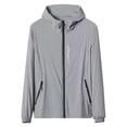 thumbnail image 1 of Fanxing Men's Summer Lightweight Hooded Jacket with Zipper Pockets Rash Guard Shirts Activewear Gray,XXXL, 1 of 8