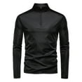 thumbnail image 1 of Fanxing Men's Sun Protection Shirts 1/4 Zipper Long Sleeve Pullover Fishing Hiking Rash Guard Shirts Black,XL, 1 of 3