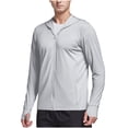 thumbnail image 1 of Fanxing Men’s Sun Shirts with Thumb Holes UPF 50+ Rash Guard for Men Long Sleeve Zip Up Hoodie with Pockets Lightweight Jacket for Swimming Hiking Jogging Gray,XXL, 1 of 8