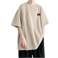 thumbnail image 1 of Fanxing Men's T-Shirts Big And Tall Men's T-Shirts Men Muscle Workout T Shirt Gym Bodybuilding Active Short Sleeve Tee Top Beige,L, 1 of 3