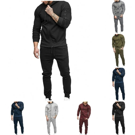 Fanxing Men's Tracksuits 2Pcs Set Outfits Hoodies Sweatshirt with Sweatpants Sport Sweatsuits Hip Pop Streetwear Mens Cargo Sweatpants