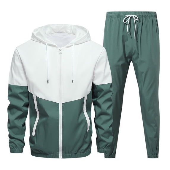 Fanxing Men's Tracksuits Big & Tall Sweatsuits Sweatshirts with Sweatpants 2 Piece Sets Full Zip Sweatshirts Athletic Set Casual Track Suits Sports Jogging Set Green,XXXXXXL