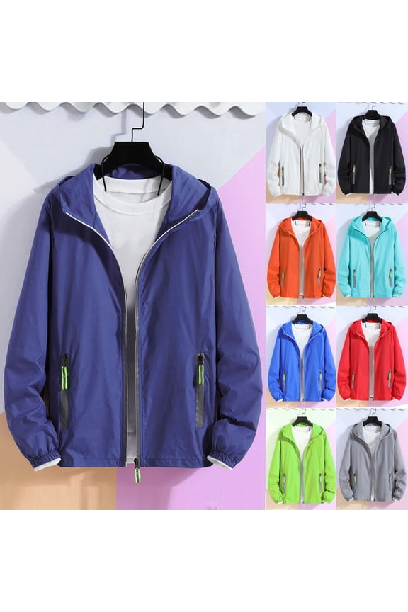 Men's UPF 50+ Light Jacket Big and Tall Full Zip Sun Protection Hoodie Long Sleeve Sun Shirts UV Fishing Athletic Performance Shirt Navy,XXXXL