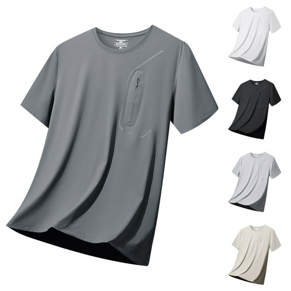 Fanxing Men's Workout Gym T-Shirts Big and Tall Lightweight Running Athletic Short Sleeve Quick Dry Shirt Tops Gray,XL
