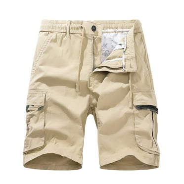 Fanxing Men's Workout Running Shorts Lightweight Gym Athletic Shorts for Men with Pockets Drawstring Sweatpants Sport Short Pants Khaki,L