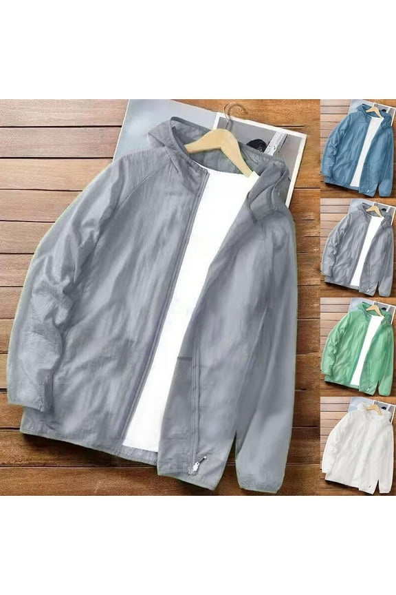 Men's Zip-Up Sun Hoodie Big and Tall Long Sleeve Sun Sirts Ultra-Lightweight Fishing Shirt Green,XXXXL