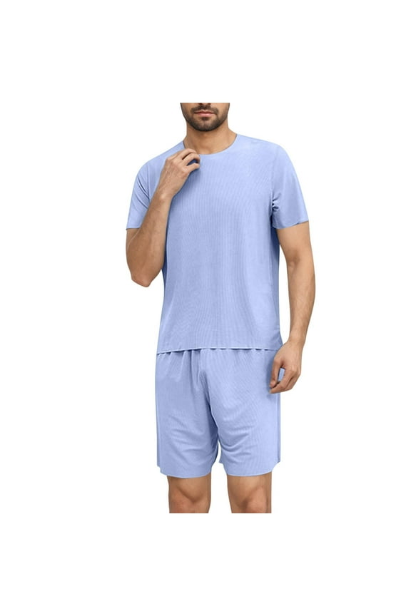 Mens 2 Pieces Shorts Set Under $5 Cooling Men Short Outfits Casual Tracksuit Short Sleeve T Shirt and Shorts Set