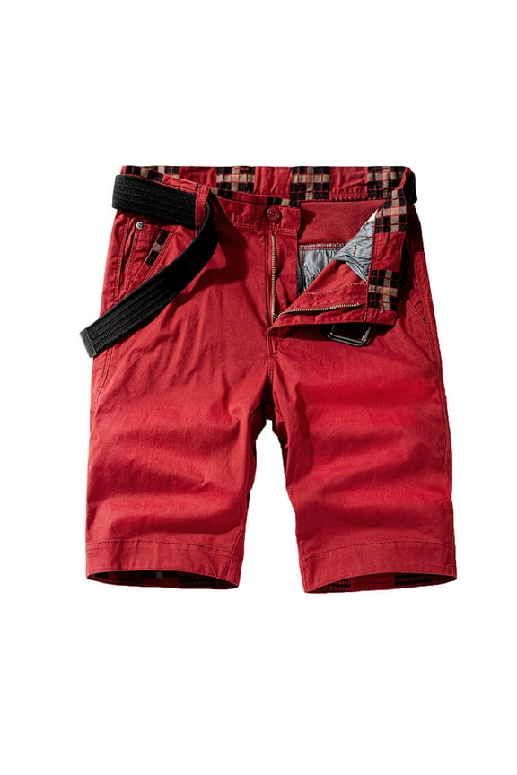 Mens Cargo Shorts Stretch Pull On Chino Shorts Teen Boys School Uniform Youth Shorts Mens Light Gray Cargo Pants Red,L