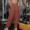 thumbnail image 1 of Fanxing Mens Cotton Linen Athletic Pants Summer Drawstring Lounge Pants Lightweight Casual Elastic Running Pants Workout Joggers Trousers with Pockets Wine XL, 1 of 9