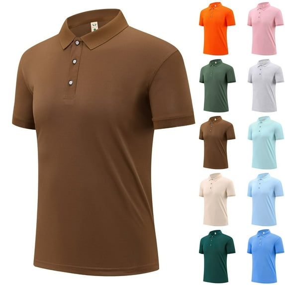 Fanxing Mens Golf Shirts Big and Tall Athletic Short Sleeve Tennis Shirt Sports Casual Collared T-Shirts Pink,S