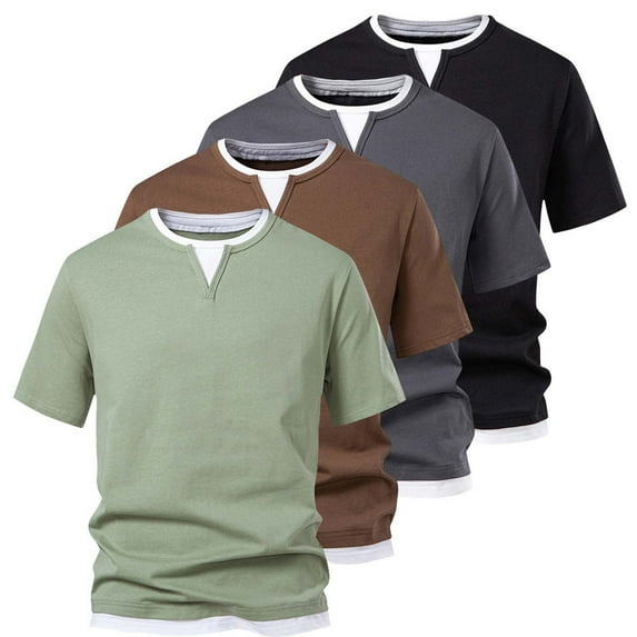 Fanxing Mens Golf Shirts Black Comfort Crewneck Short Sleeve Tees Stretchy Basic Summer Tops S