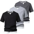 thumbnail image 1 of Fanxing Mens Golf Shirts with Collar Clearance Dark Gray Comfort Crewneck Short Sleeve Tees Stretchy Basic Summer Tops L, 1 of 5
