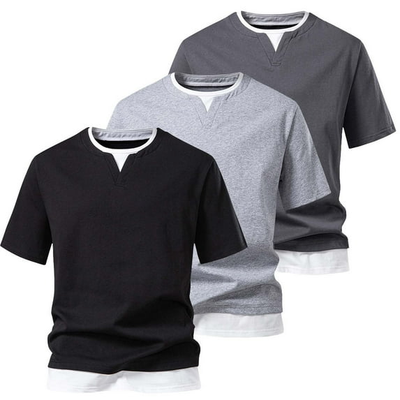 Fanxing Mens Golf Shirts with Collar Clearance Dark Gray Comfort Crewneck Short Sleeve Tees Stretchy Basic Summer Tops L
