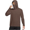 thumbnail image 1 of Fanxing Mens Hooded Sun Shirt with Mask Big and Tall Lightweight Hoodies Full Zip Jacket Long Sleeve UPF 50 Rash Guards Fishing Shirts for Men Brown,M, 1 of 7