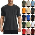 thumbnail image 1 of Fanxing Mens Knitted T-shirt Summer Short Sleeve Tees Basic Crewneck Solid Color Stretchy Tops Black,S, 1 of 8