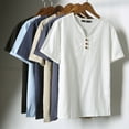 thumbnail image 1 of Fanxing Mens Linen Shirts Big and Tall V Neck Short Sleeve T-Shirts Summer Casual Workout Athletic Tee Shirts Black,XL, 1 of 4