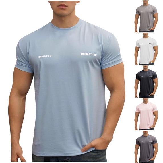 Fanxing Mens T Shirts Clearance Gray Summer Short Sleeve Tshirts Breathable Casual Shirts for Everyday Wear XL