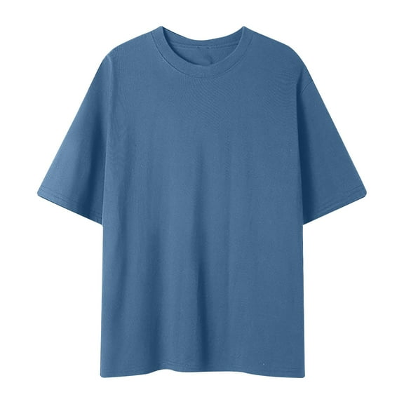 Fanxing Mens Tall Shirts Big And Tall Big and Tall T Shirts for Men Cotton Muscle T-Shirt Summer Tops Short Sleeve Bodybuilding Gym Tee Fashion Workout Shirt Navy,XXL