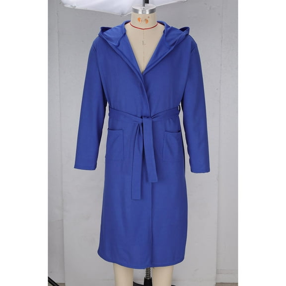 Fanxing Mens Waffle Bathrobe Lightweight Kimono and Hooded Spa Robes Soft Sleepwear Blue L