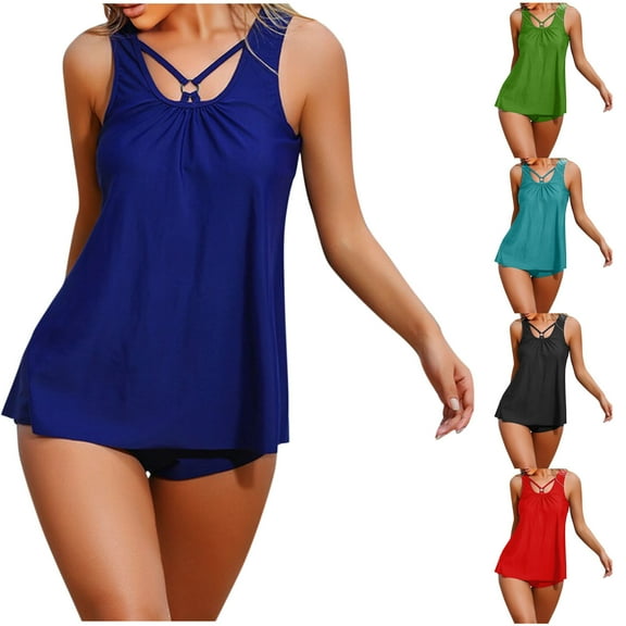 Fanxing Mid Rise Swim Skirt 2025 Bathing Suit Skirt with Built-in Bikini Bottom Waistband Skort Swimsuit Bottoms for Women Green,S