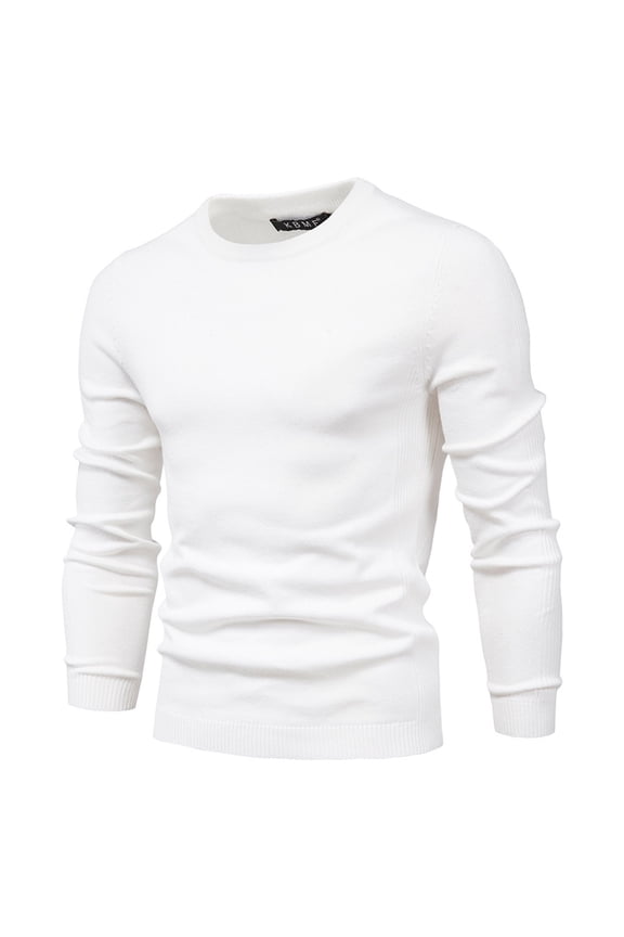 Muscle Sweater Men's Slim Fit Crewneck Sweaters Lightweight Knitted Pullover Casual Long Sleeve Jumpers Back to College White,XL