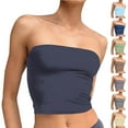 thumbnail image 1 of Fanxing Navy Tube Tops for Women L Going Out Crop Sleeveless Tank Bandeau Strapless Casual Shirts （Women's Petite XS-XL), 1 of 7