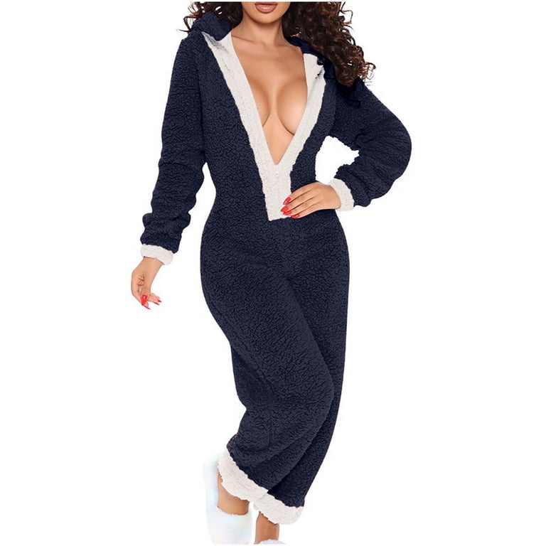 豚*ぶ様 GADID ANONIEM BERNY/NAVY （size0） Fanxing Onesie with Butt Flap Women Fluffy Pajamas for Women