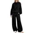thumbnail image 1 of Fanxing Outfits Sets for Women Sweatsuits 2 Piece Lounge 2025 Fall Drawstring Sweatshirt Wide Leg Sweatpants Matching Comfy Tracksuit 4XL, 1 of 8
