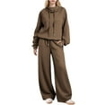 thumbnail image 1 of Fanxing Outfits Sets for Women Sweatsuits 2 Piece Lounge 2025 Fall Drawstring Sweatshirt Wide Leg Sweatpants Matching Comfy Tracksuit 4XL, 1 of 8