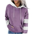 thumbnail image 1 of Fanxing Oversized Sweatshirts for Teen Girl Trendy Colorblock Fleece Hoodies Juniors Drop Shoulder Long Sleeve Pullover Hoody Tops September Clearance Purple,XXL, 1 of 6