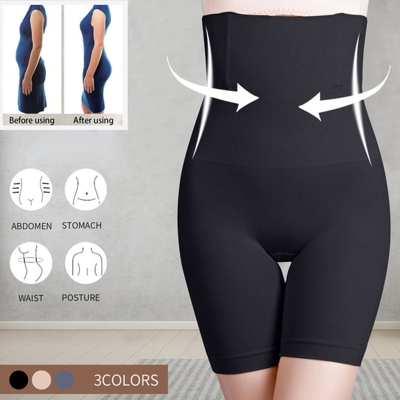 Fanxing Panties Smoothing Shapewear for Women Plus Size High Waisted Body Shaper Boyshorts Tummy Control Waist Slimming Black,S