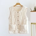 thumbnail image 1 of Fanxing Petite Womens Fleece Vest Teen Gril Sherpa Sleeveless Jacket Lightweight Button Down Crop Waistcoat Gilet with Pocket Beige XL, 1 of 5