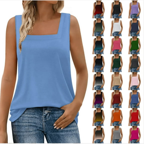 Fanxing Pink Ladies Tank Tops M Solid Color Summer Sleeveless T Shirts for Women 2025 Summer (Women's S-2XL)
