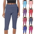 thumbnail image 1 of Fanxing Pink Womens Yoga Capri Leggings No Pocket Fitness High Waisted Yoga Cropped Pants Slimming Capris S, 1 of 5