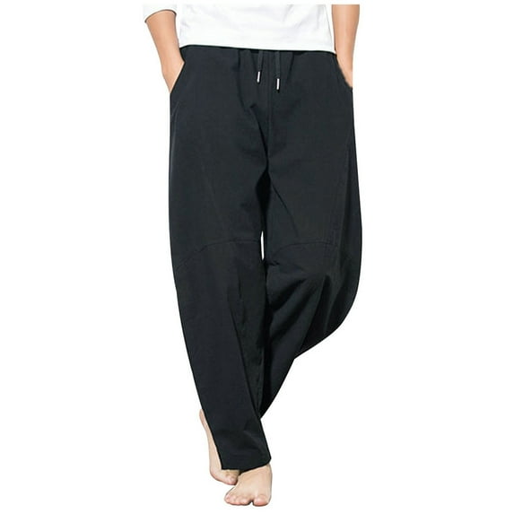 Fanxing Plus Size Capris for Women Lightweight Summer Bottoms Trousers Loose Cotton And Linen Pocket Pants