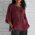 thumbnail image 1 of Fanxing Plus Size Cotton&nbsp;Linen&nbsp;Tops Women Oversized Linen Shirts Summer 3/4 Sleeve Pullover Jacquard Blouses XXXL, 1 of 6