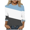thumbnail image 1 of Fanxing Plus Size Fall Tops for Women 3/4 Sleeve Color Block Tunic T-Shirts Casual Loose Crew Neck Trendy Blouses Sky Blue L, 1 of 6