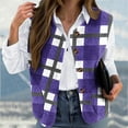 thumbnail image 1 of Fanxing Plus Size Plaid Vests for Women Button Down Collared Sleeveless Jacket Vintage Color Block Vest with Pockets Purple 5XL, 1 of 5