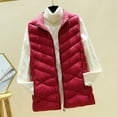 thumbnail image 1 of Fanxing Plus Size Puffer Vest for Women Lightweight Sleeveless Quilted Jackets Thin Stand Collar Zip Up Waistcoat with Zipper Pocket Wine XL, 1 of 6