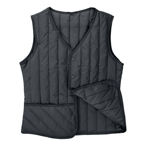 Fanxing Plus Size Puffer Vests for Women Lightweight Sleeveless V Neck Jacket Button Down Quilted Waistcoat Outwear with Pocket Black L
