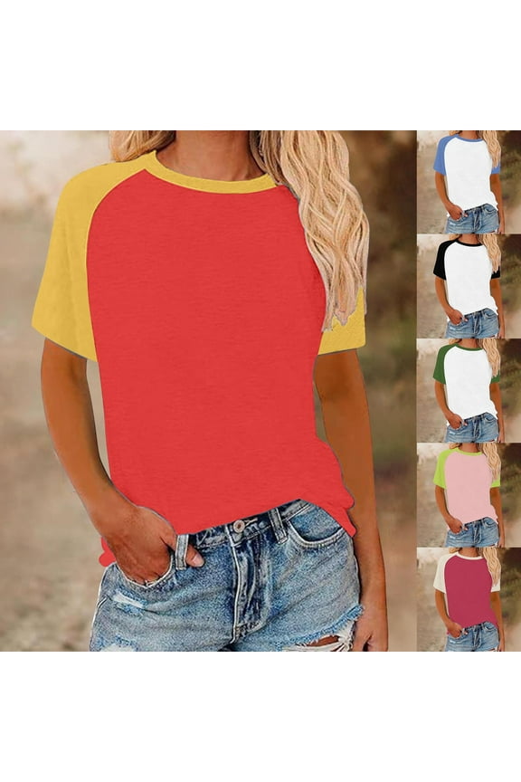 Plus Size Work Out Tops For Women Green Trendy Colorblock Graphic Tees Raglan Short Sleeve Tshirts