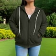thumbnail image 1 of Fanxing Plus Size Zip Up Hoodies Jacket for Women Causal Drawstring Fleece Lined Hooded Sweatshirts Fall Long Sleeve Solid Outwear with Pocket Dark Gray 5XL, 1 of 6