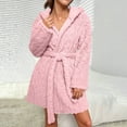 thumbnail image 1 of Fanxing Plush Robes for Women, Cozy Warm Short Bathrobes Fleece Jacquard Knee Length Shaggy Fuzzy Winter Spa Robe Pink 2XL, 1 of 6