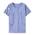 thumbnail image 1 of Fanxing Post Shoulder Surgery Shirts for Women Full Tear Away Clothing Recovery Short Sleeve Cotton Summer Tops Blue,M, 1 of 8