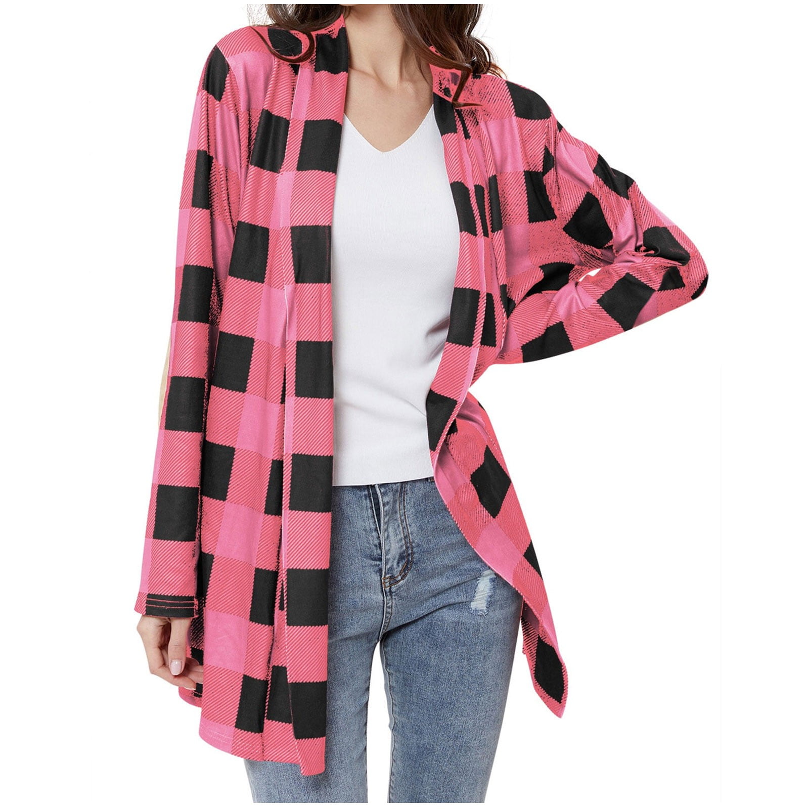 Fanxing Prime Day Deals Today 2024 Womens Long Sleeve Flannel Plaid