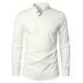 thumbnail image 1 of Fanxing Prime Day Deals White Henley Shirts for Men Fall Spring Casual Long Sleeve Look Linen Shirt Casual Front Placket Basic Long Sleeve Henley T-Shirts Black Shirt Men, 1 of 7